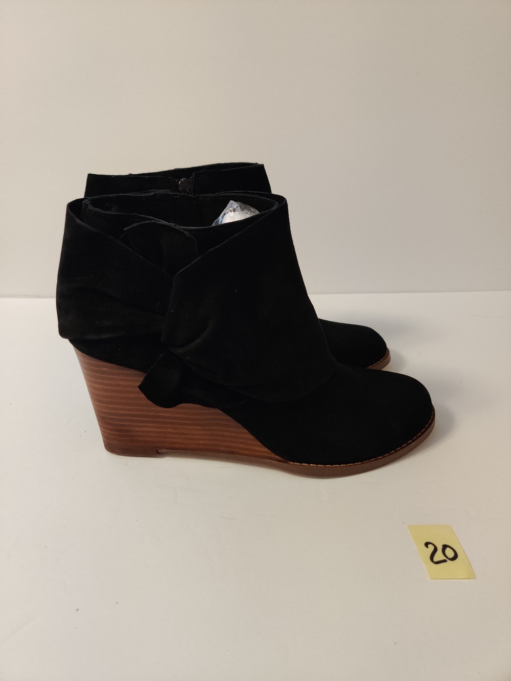 Sole Society Black Suede Wedge Ankle Boot with Knot Detail 9